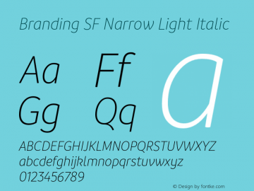 BrandingSF-NarrowLightItalic Version 1.000;hotconv 1.0.109;makeotfexe 2.5.65596;YWFTv17 Font Sample