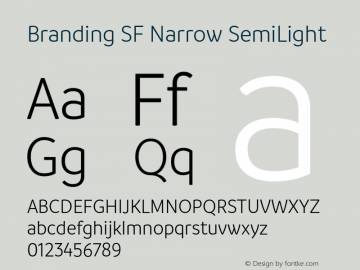 BrandingSF-NarrowSemiLight Version 1.000;hotconv 1.0.109;makeotfexe 2.5.65596;YWFTv17 Font Sample