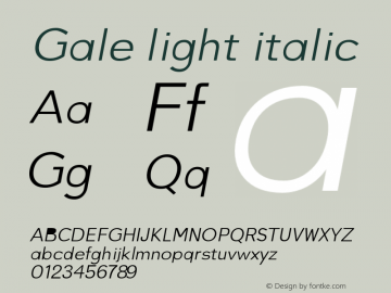 Gale-lightitalic 0.1.0;YWFTv17 Font Sample