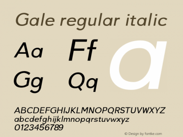 Gale-regularitalic 0.1.0;YWFTv17 Font Sample