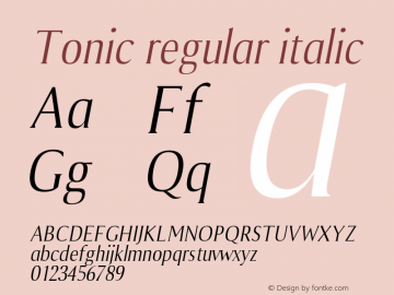 Tonic-regularitalic Version 1.000;hotconv 1.0.109;makeotfexe 2.5.65596;YWFTv17图片样张