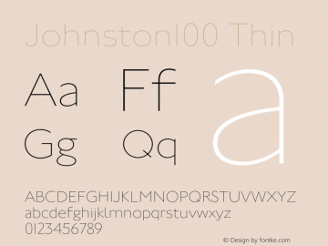 Johnston100 Thin Version 1.00 Font Sample