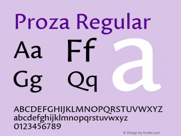 Proza Regular Regular Version 1.000 Font Sample