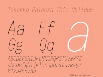 Iosevka Palooza Thin Oblique 2.3.0图片样张