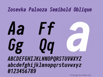 Iosevka Palooza Semibold Oblique 2.3.0; ttfautohint (v1.8.3)图片样张