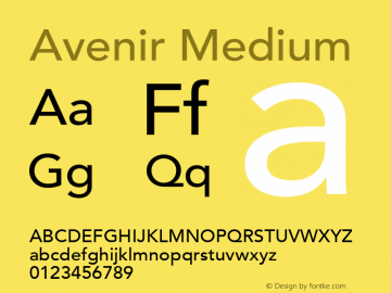Avenir Medium 8.0d5e3 Font Sample