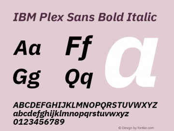 IBM Plex Sans Bold Italic Version 3.1 Font Sample