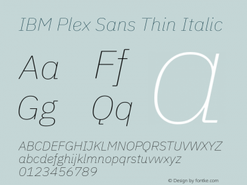 IBM Plex Sans Thin Italic Version 3.1图片样张