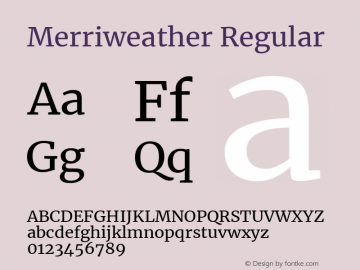 Merriweather Regular Version 2.002 Font Sample