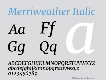 Merriweather Italic Version 2.002 Font Sample