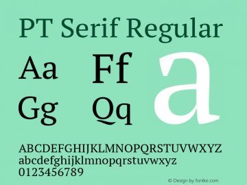 PT Serif Version 1.000W OFL Font Sample