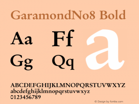 GaramondNo8 Medium Version 1.06 Font Sample