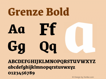 Grenze Bold Version 1.000; ttfautohint (v1.8) Font Sample