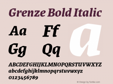 Grenze Bold Italic Version 1.000; ttfautohint (v1.8) Font Sample