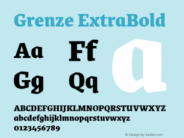 Grenze ExtraBold Version 1.000; ttfautohint (v1.8) Font Sample