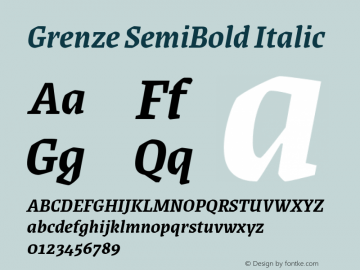 Grenze SemiBold Italic Version 1.000; ttfautohint (v1.8) Font Sample