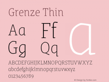 Grenze Thin Version 1.000; ttfautohint (v1.8) Font Sample