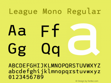 League Mono Regular Version 2.000;PS 002.000;hotconv 1.0.88;makeotf.lib2.5.64775 Font Sample