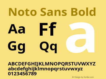 Noto Sans Bold Version 2.001; ttfautohint (v1.8.2) Font Sample