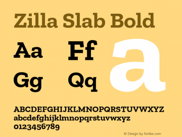 Zilla Slab Bold Version 1.1; 2017; ttfautohint (v1.6) Font Sample