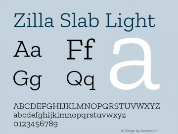 Zilla Slab Light Version 1.1; 2017; ttfautohint (v1.6)图片样张