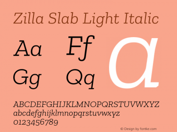 Zilla Slab Light Italic Version 1.1; 2017; ttfautohint (v1.6)图片样张