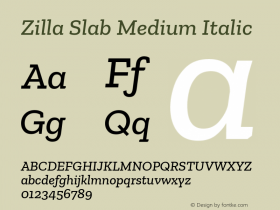 Zilla Slab Medium Italic Version 1.1; 2017; ttfautohint (v1.6)图片样张