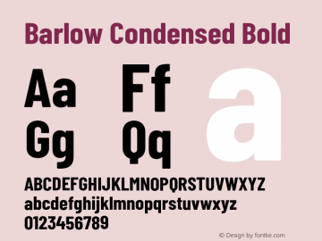 Barlow Condensed Bold Version 1.408;PS 001.408;hotconv 1.0.88;makeotf.lib2.5.64775 Font Sample