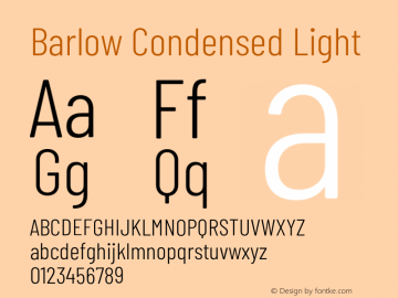 Barlow Condensed Light Version 1.408;PS 001.408;hotconv 1.0.88;makeotf.lib2.5.64775 Font Sample