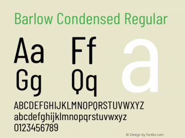 Barlow Condensed Regular Version 1.408;PS 001.408;hotconv 1.0.88;makeotf.lib2.5.64775 Font Sample