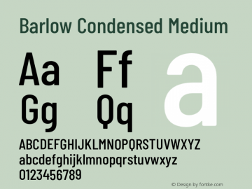 Barlow Condensed Medium Version 1.408;PS 001.408;hotconv 1.0.88;makeotf.lib2.5.64775 Font Sample