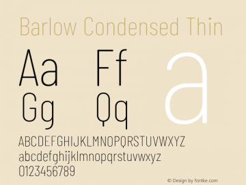 Barlow Condensed Thin Version 1.408;PS 001.408;hotconv 1.0.88;makeotf.lib2.5.64775 Font Sample