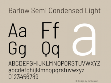 Barlow Semi Condensed Light Version 1.408;PS 001.408;hotconv 1.0.88;makeotf.lib2.5.64775 Font Sample