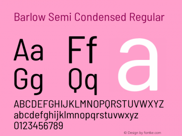 Barlow Semi Condensed Regular Version 1.408;PS 001.408;hotconv 1.0.88;makeotf.lib2.5.64775 Font Sample