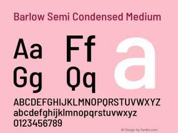 Barlow Semi Condensed Medium Version 1.408;PS 001.408;hotconv 1.0.88;makeotf.lib2.5.64775 Font Sample