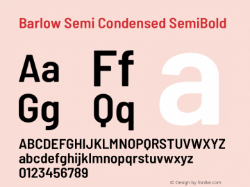 Barlow Semi Condensed SemiBold Version 1.408;PS 001.408;hotconv 1.0.88;makeotf.lib2.5.64775 Font Sample