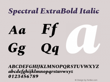 Spectral ExtraBold Italic Version 2.002 Font Sample