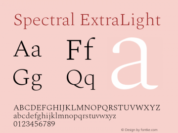 Spectral ExtraLight Version 2.002 Font Sample