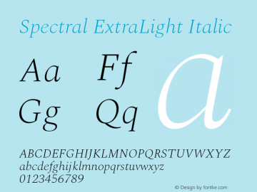 Spectral ExtraLight Italic Version 2.002 Font Sample