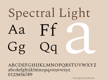 Spectral Light Version 2.002 Font Sample