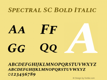 SpectralSC-BoldItalic Version 2.002 Font Sample