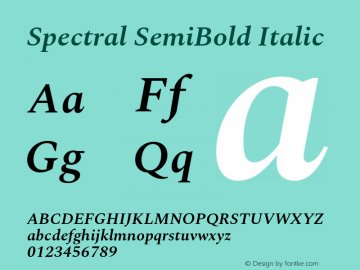 Spectral SemiBold Italic Version 2.002 Font Sample