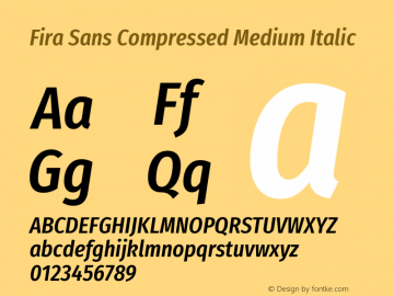 Fira Sans Compressed Medium Italic Version 4.301图片样张