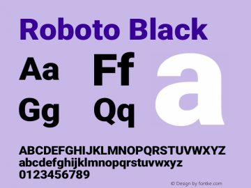 Roboto Black Version 2.138; 2017 Font Sample