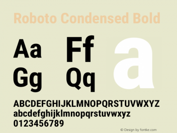Roboto Condensed Bold Version 2.138; 2017 Font Sample