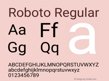 Roboto Regular Version 2.138; 2017 Font Sample