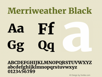 Merriweather Black Version 2.006; ttfautohint (v1.8.2) -l 8 -r 50 -G 200 -x 14 -D latn -f none -a qsq -X 