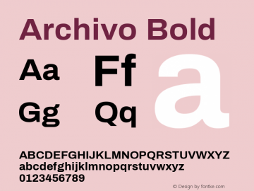 Archivo Bold Version 1.004; ttfautohint (v1.8) Font Sample
