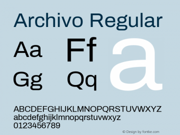 Archivo Regular Version 1.004; ttfautohint (v1.8) Font Sample