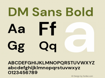 DM Sans Bold Version 1.100; ttfautohint (v1.8.2) Font Sample